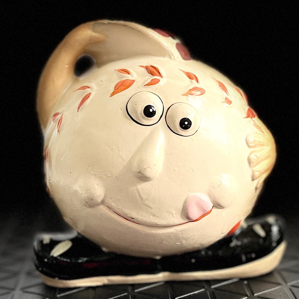 VTG Ceramic Baseball Coin Bank Keepsake Funny Face Sports Ball Rare Money